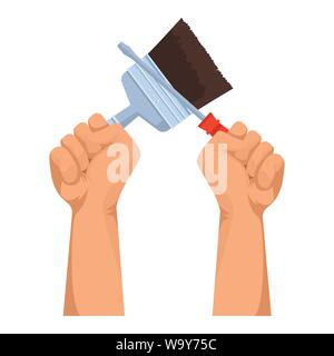 Construction workers hands holding tools Stock Vector