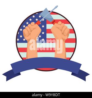 Construction workers hands holding tools Stock Vector