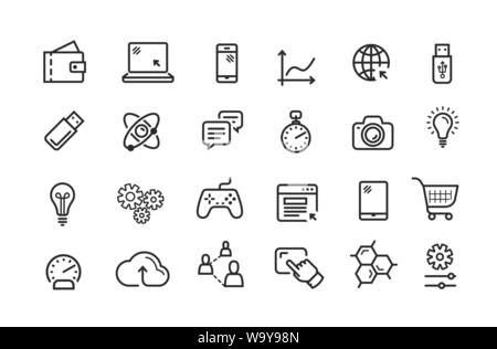 Line icon set. Collection vector black outline logo for mobile apps web or site design Stock Vector