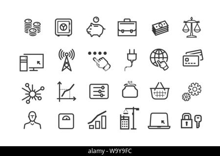 Line icons set. Collection vector black outline logo for mobile apps web or site design Stock Vector