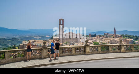 view of the Basilica of San Domenico and the southern part of Perugia from Belvedere Perugia, Umbria, Italy Stock Photo