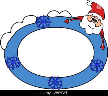 Photo frame, invitation design background. Greeting card template, color illustration. Santa, winter. Stock Vector