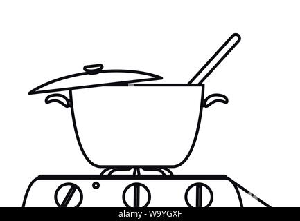 Pot cap stove preparation cooking Royalty Free Vector Image