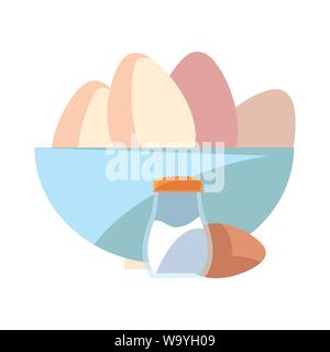 bowl with eggs pepper preparation cooking vector illustration Stock ...