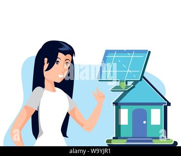 Avatar woman and house design, Sustainability eco friendly green recycle ecology renewable and solution theme Vector illustration Stock Vector