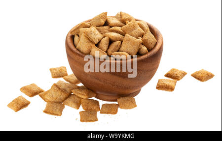 Sweet corn pads in wooden bowl isolated on white background Stock Photo