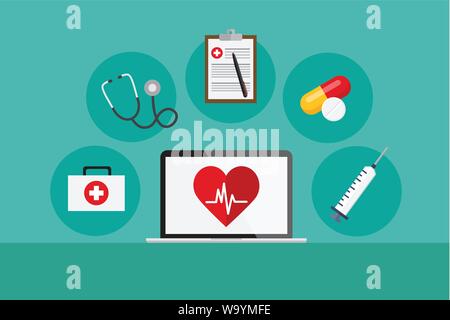 Vector modern creative health service and care. Concept illustration. Stock Vector