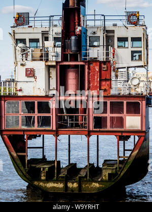 A Slice of Reality ship sculpture by Richard Wilson. Sliced vertical section through the former 800 ton dredger Arco Trent near the O2 Arena London. Stock Photo