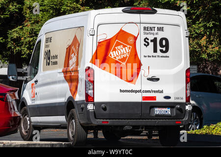 August 15, 2019 Palo Alto / CA / USA - Close up of The Home Depot moving van available for rental Stock Photo