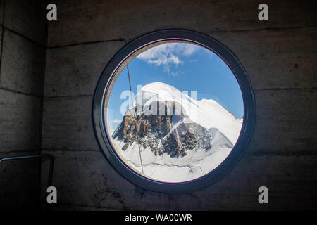 Pictures of a Zermatt town and mountain at sunny day Stock Photo