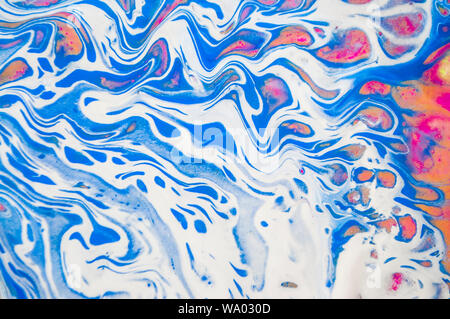 Abstract colorful painting background made in fluid art technique. Trendy multicolored pattern. Stock Photo