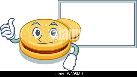Thumbs up with board alfajores cartoon in the a jar Stock Vector