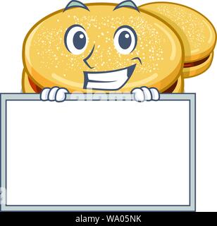 Grinning with board alfajores cartoon in the a jar Stock Vector