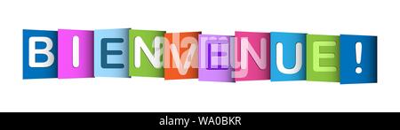 Colorful banner that says WELCOME! Lettering for design and decoration. French language Stock Vector