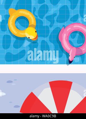 flamingo float summer time vacations design vector illustration Stock ...