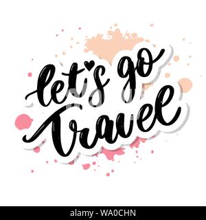 Travel set icons. Handwritten lettering. Label vector illustration Stock Vector