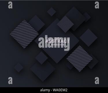 Abstract 3d cubes background. Black background connection with ...