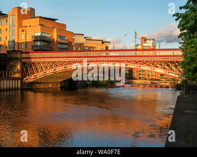 Crown Point Bridge over the River Aire at sunset Leeds West Yorkshire England Stock Photo