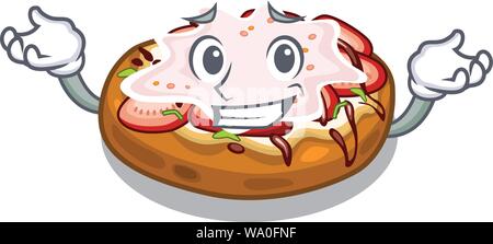 Grinning bruschetta in the a cartoon lunchbox Stock Vector