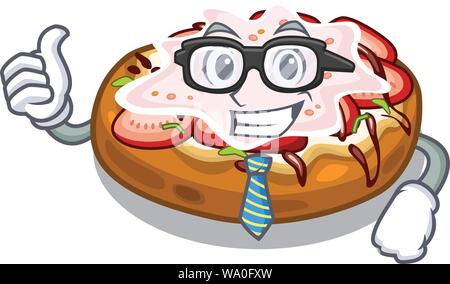 Businessman bruschetta in the a cartoon lunchbox Stock Vector
