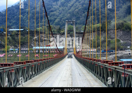 TongMai steel bridge in Tibet Stock Photo