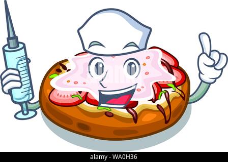 Nurse bruschetta in the a cartoon lunchbox Stock Vector