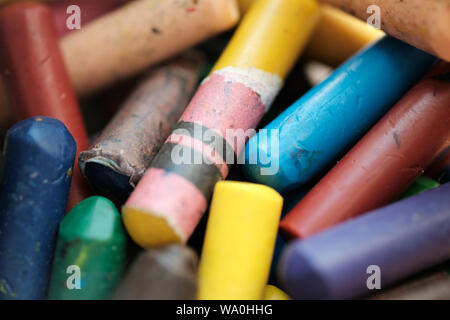 Close up Multicolored Crayons Colorful zoom in Stock Photo