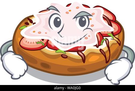 Smirking bruschetta in the a cartoon lunchbox Stock Vector