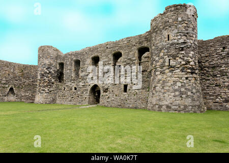 The impressive remains of the North Gatehouse at the historic Beaumaris ...
