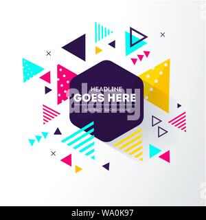 Abstract geometric composition with decorative triangles. Modern. Memphis. Vector illustration Stock Vector