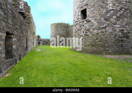 The impressive remains of the Outer Ward at the historic Beaumaris ...