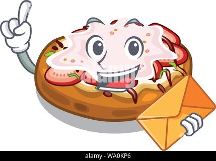 With envelope bruschetta in the a cartoon lunchbox Stock Vector