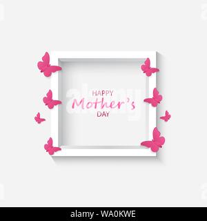 Text and butterflies Mothers day card. Stock Vector