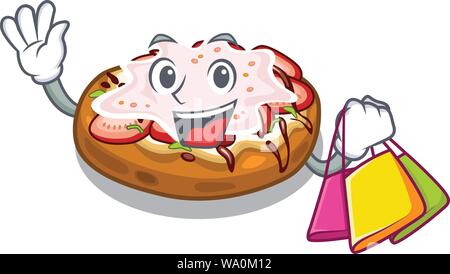 Shopping bruschetta in the a cartoon lunchbox Stock Vector
