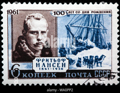 Fridtjof Nansen (1861-1930), Norwegian explorer, scientist, postage stamp, Russia, USSR, 1961 Stock Photo