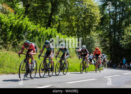 Bosdarros, France - July 19, 2019: Group of female cyclists riding in Bosdarros during La Course by Le Tour de France 2019 Stock Photo