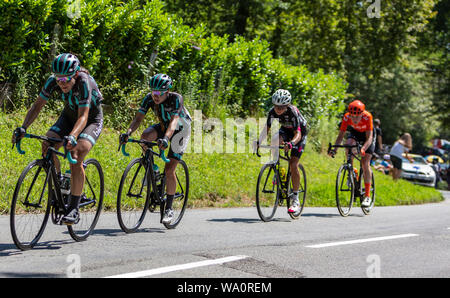 Bosdarros, France - July 19, 2019: Group of female cyclists riding in Bosdarros during La Course by Le Tour de France 2019 Stock Photo