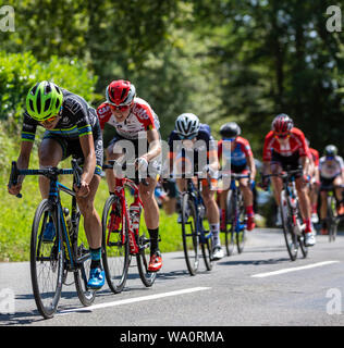 Bosdarros, France - July 19, 2019: The feminine peloton riding in Bosdarros during La Course by Le Tour de France 2019 Stock Photo