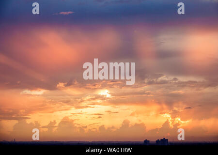 Miami Beach Florida,clouds sunset sky weather sunrays,FL190731043 Stock Photo
