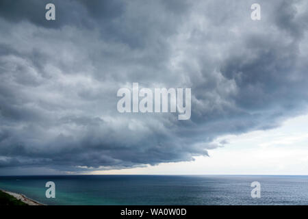 Miami Beach Florida,North Beach,weather sky clouds storm clouds storm rain,stormfront gathering,FL190731052 Stock Photo
