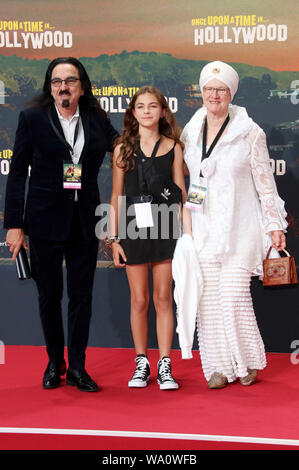 George DiCaprio, his wife Peggy Ann Farrar and niece Normandie attending the 'Once Upon a Time ... in Hollywood' premiere at the CineStar Sony Center Potsdamer Platz on August 1, 2019 in Berlin, Germany. Stock Photo