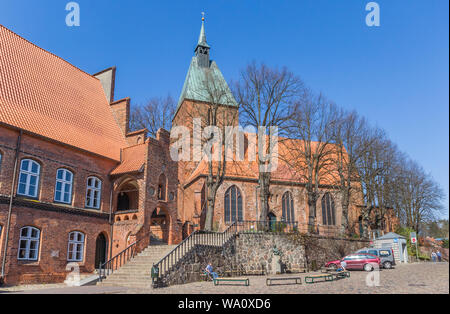 St. Nicolai church at the market square of Molln, Germany Stock Photo