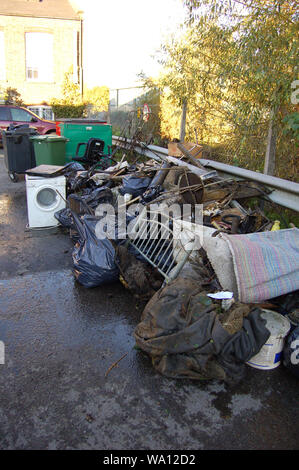 Debris pulled out of the River Wandle during river clean-ups by the charity the Wandle Trust  and South East Rivers Trust Stock Photo