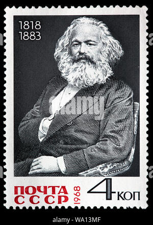 150th Birth Anniversary of Karl Marx, postage stamp, Russia, USSR, 1968 Stock Photo