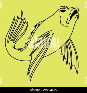 Vector illustration of fish for tattoo designs and other designs Stock Vector