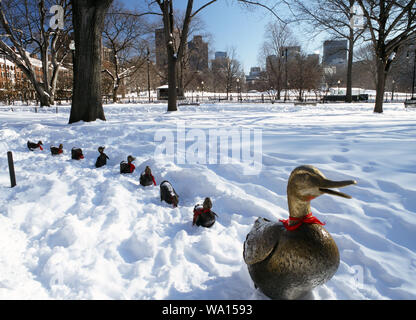Boston Public Garden in winter Stock Photo