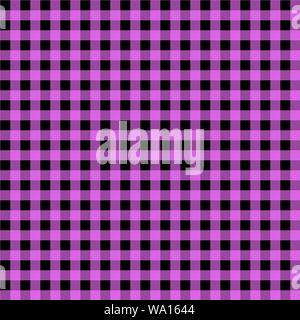 Gingham seamless violet and black pattern. Texture from squares for plaid, tablecloths, clothes, shirts, dresses, paper, bedding, blankets, quilts and Stock Vector