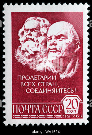 Karl Marx and Vladimir Lenin, postage stamp, Russia, USSR, 1976 Stock Photo