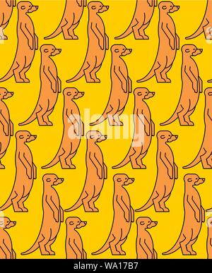 Meerkat pattern seamless. Small mongoose background. Baby cloth texture. vector ornament Stock Vector