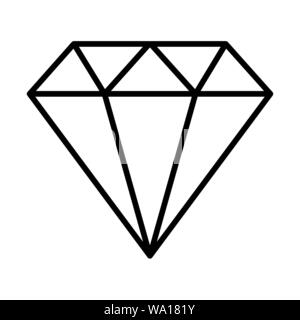 Diamond line icon. Black outlines on white background. Stock Vector